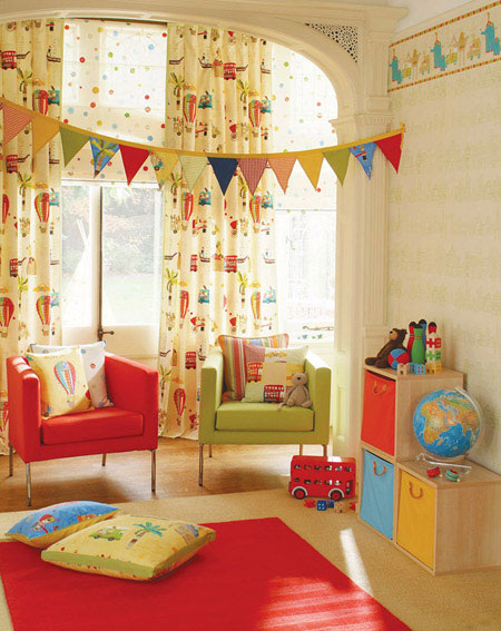 decoracion infantil con telas y papeles pintados