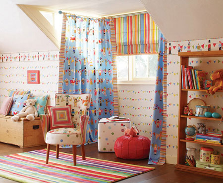 decoracion infantil con telas y papeles pintados