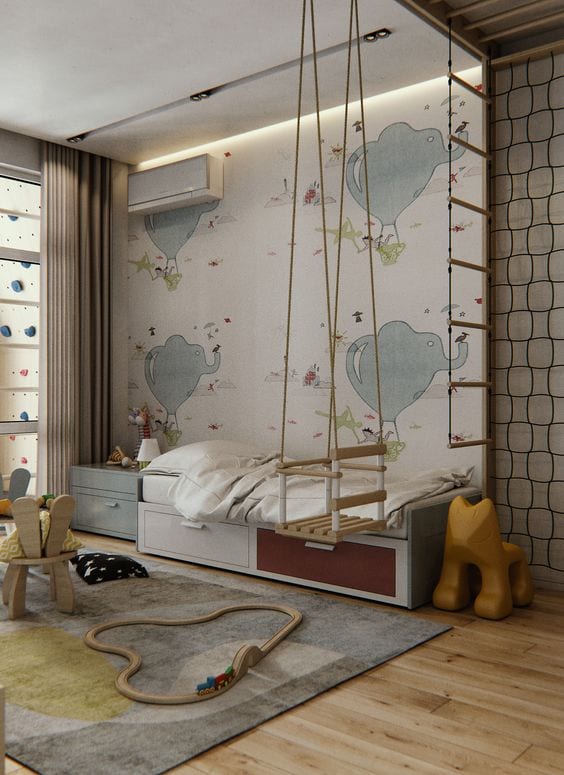 Un columpio en la habitación infantil - Dormitorios infantiles con columpio