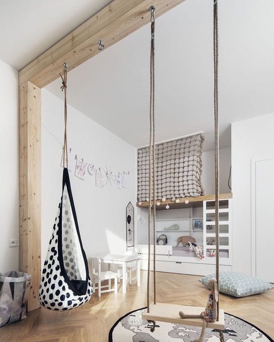 Un columpio en la habitación infantil - Dormitorios infantiles con columpio