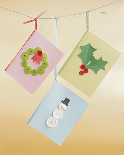 Manualidades navideñas: tarjetas hechas con botones