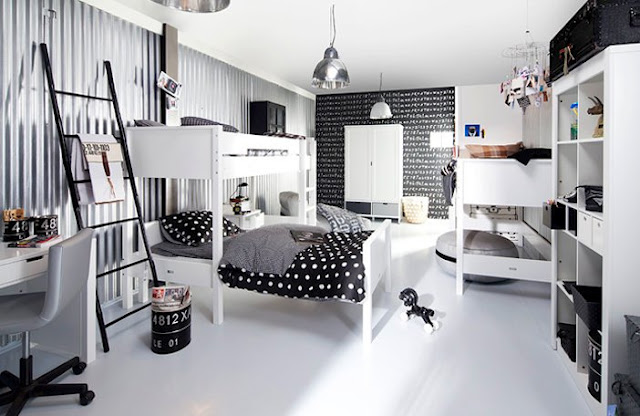 juvenil-3 Tendencia habitaciones juveniles en blanco y negro para chicos