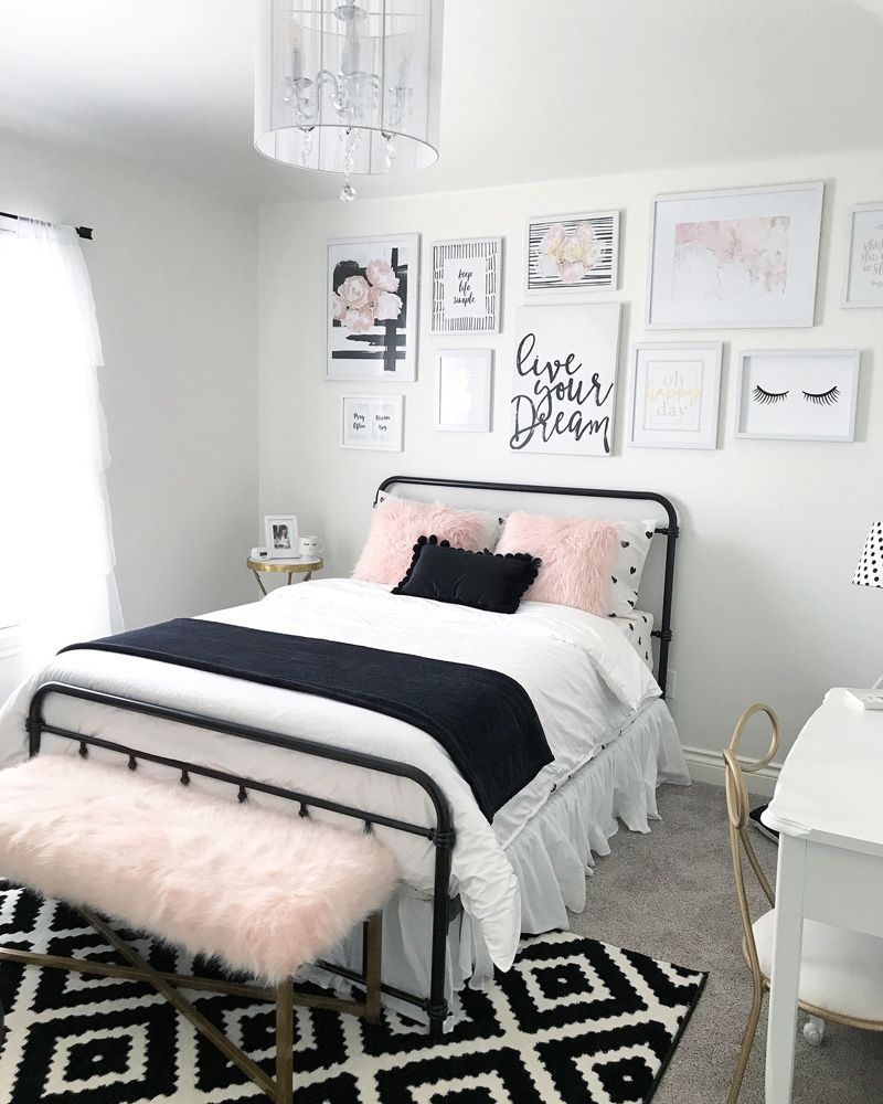 Tendencia habitaciones juveniles en blanco y negro para chicas