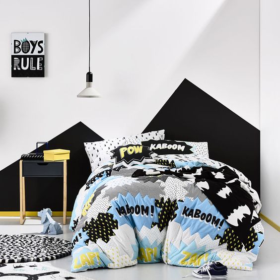 Tendencia habitaciones juveniles en blanco y negro para chicos