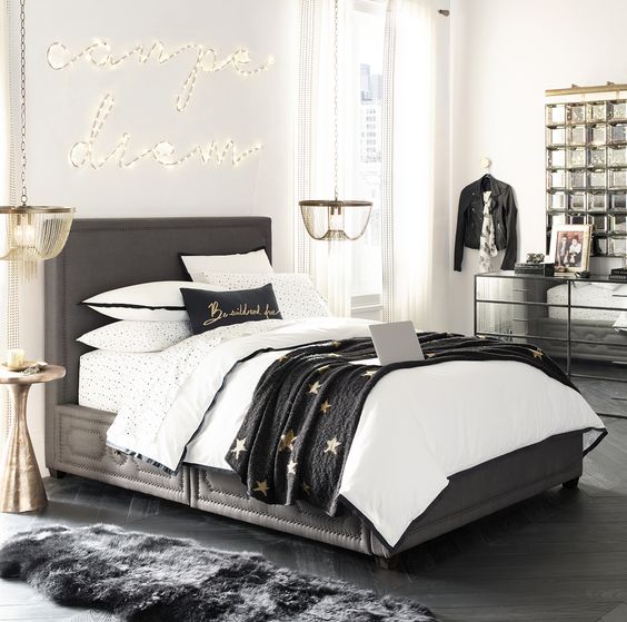 Tendencia habitaciones juveniles en blanco y negro para chicas