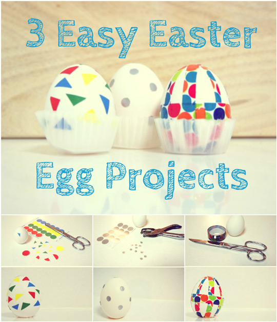 Huevos de Pascua decorados con gomets