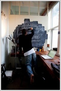 Diseño de pared pizarra para un dormitorio juvenil