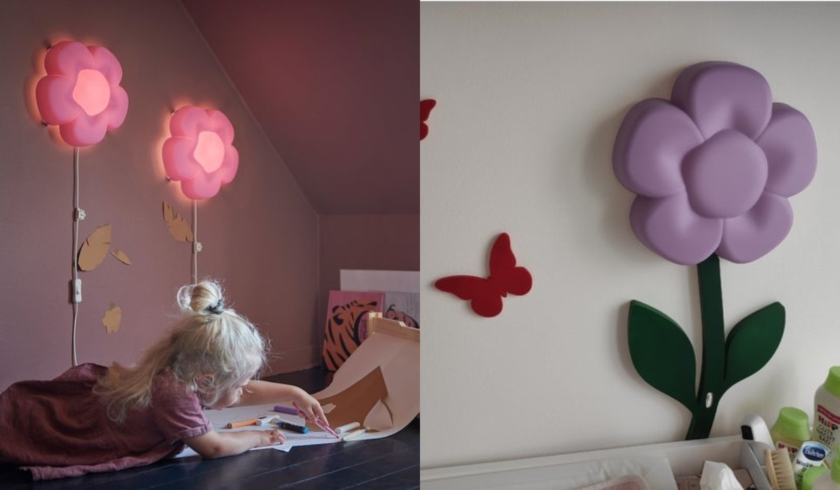 مبني للمجهول اقترضت، استعارت كينيا  Lámpara Flor Ikea – Modelo Upplyst rosa para habitaciones infantiles