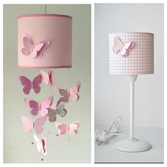 Lámparas decoradas con mariposas.