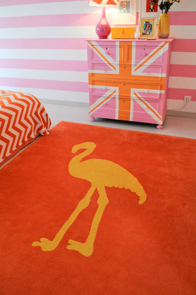 Habitación rosa y naranja. Decoración infantil Decoideas.net