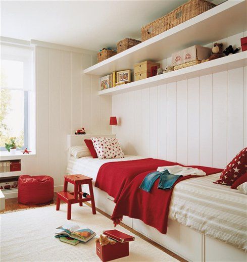 habitación infantil blanca y roja