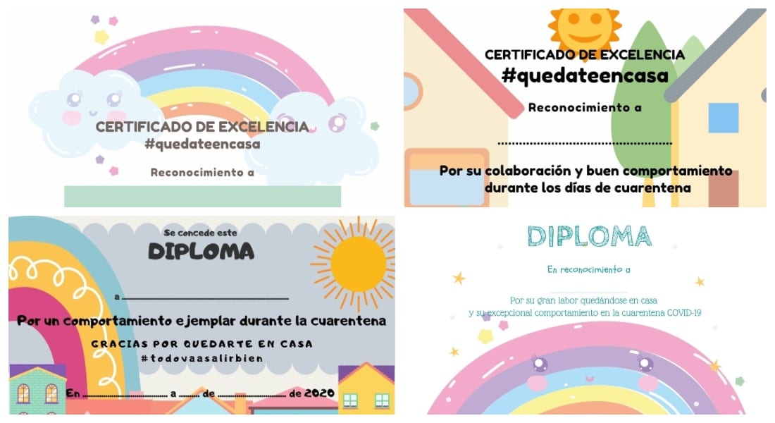 Diploma quédate en casa - 14 Modelos para imprimir – Especial niños