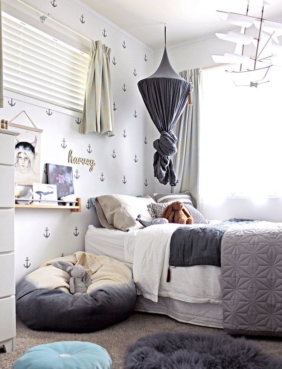 Dormitorio de estilo marinero para niños